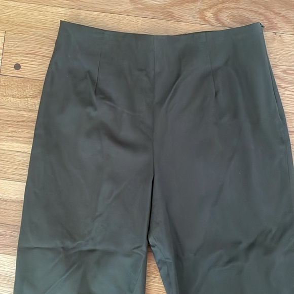 Sharon Endick Kate Cropped Capri Pants Side Zip Olive Army Green Women 10 - Picture 2 of 6